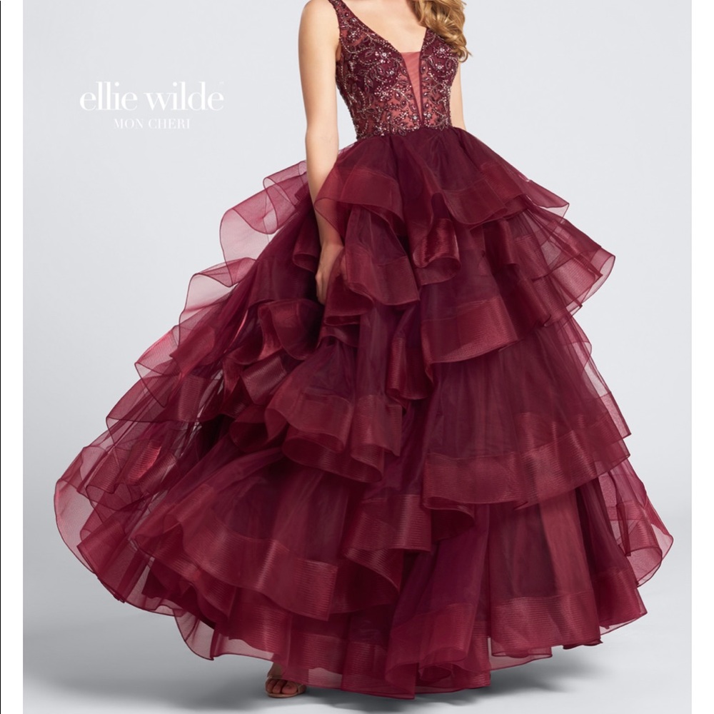Ellie Wilde Beaded V-Neck Ballgown / Prom Dress